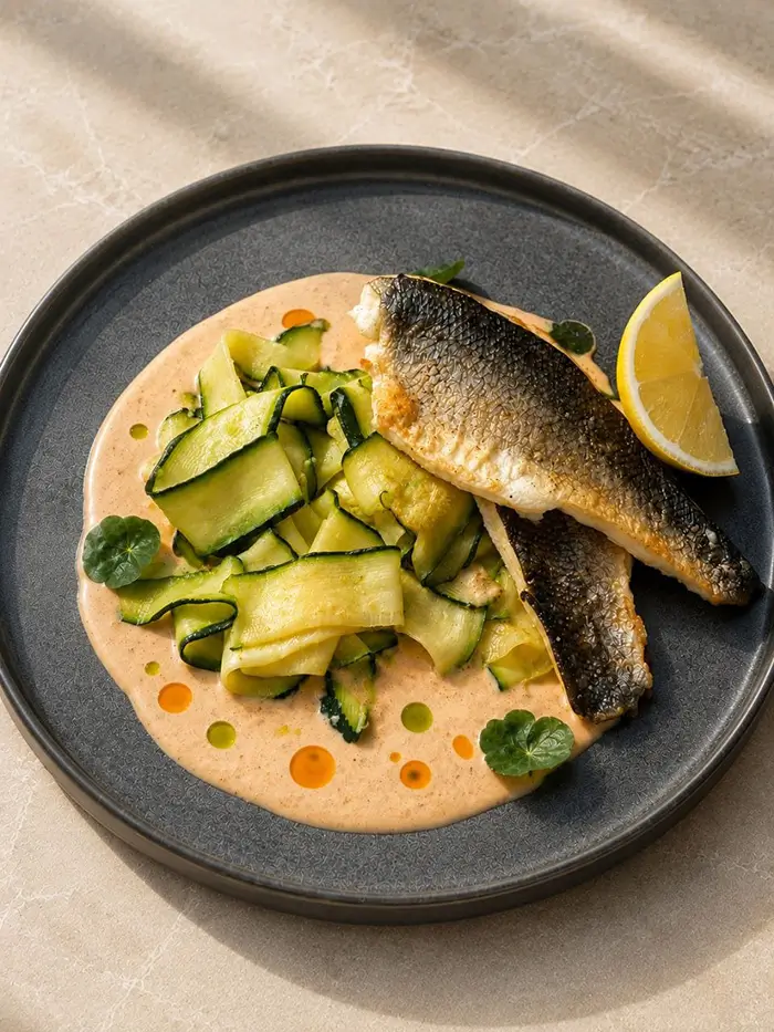 Biban cu zucchini și sos Tom Yum